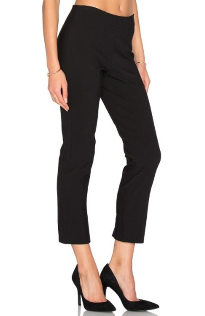 Vince Stitch Front Pants High-Waist Straight Leg Seamed Stretch Cropped Black M